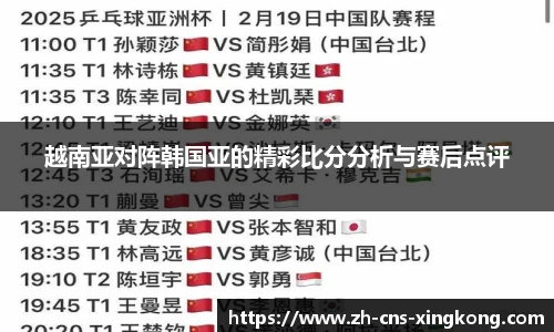 越南亚对阵韩国亚的精彩比分分析与赛后点评